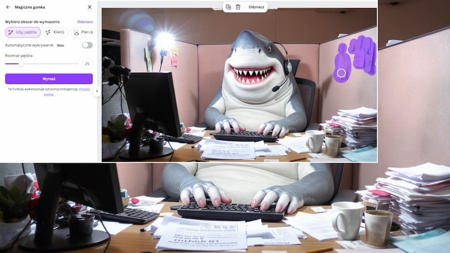 Canva usuwanie elementów ze zdjecia