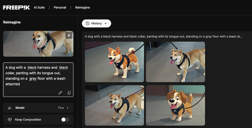 Efekt końcowy reimagine we Freepik AI Prezentacja efektu końcowego otrzymanego z wykorzystaniem Freepik reimagine
