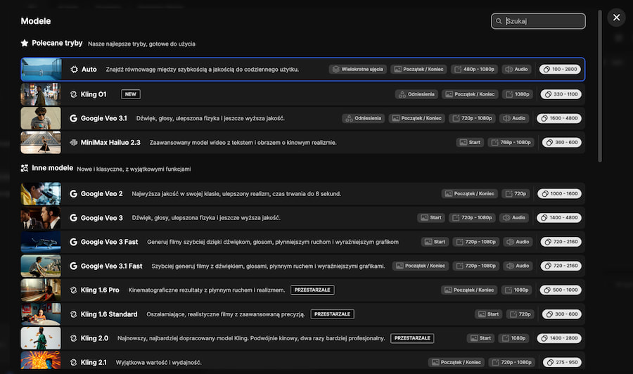 Modele AI Instrukcja generowania filmów z Freepik AI