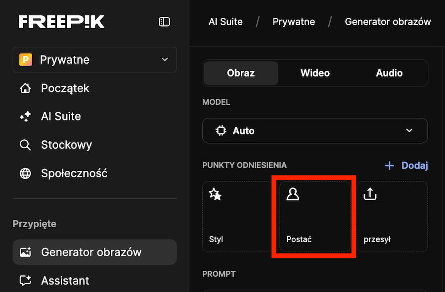Własna postać Tworzenie własnej postaci we Freepik AI