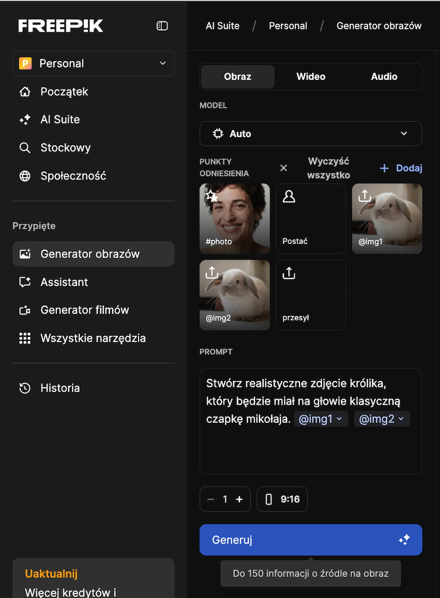 Instrukcja generowania zdjęć we Freepik AI