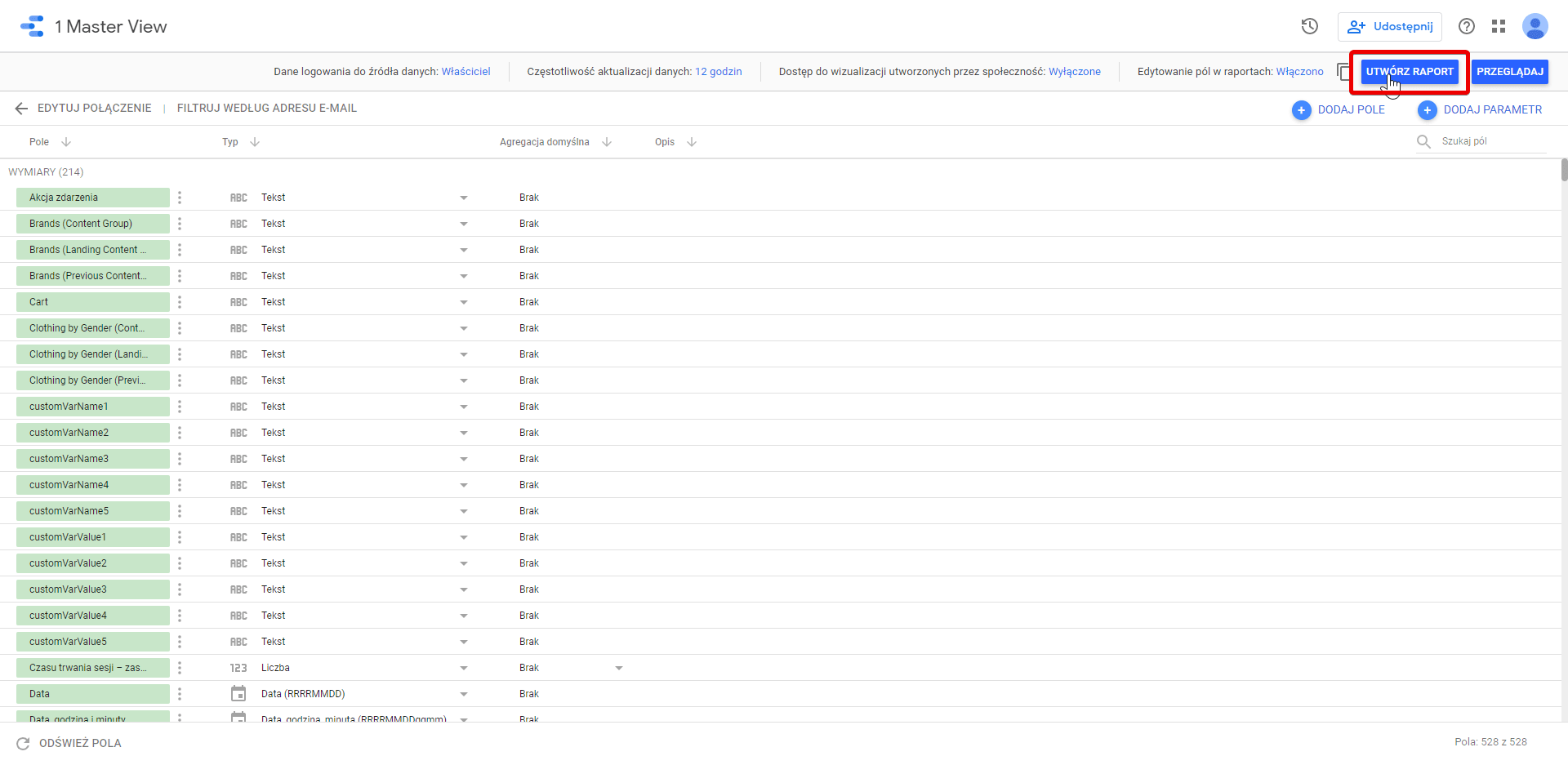 Tworzenie raportu w Google Data Studio