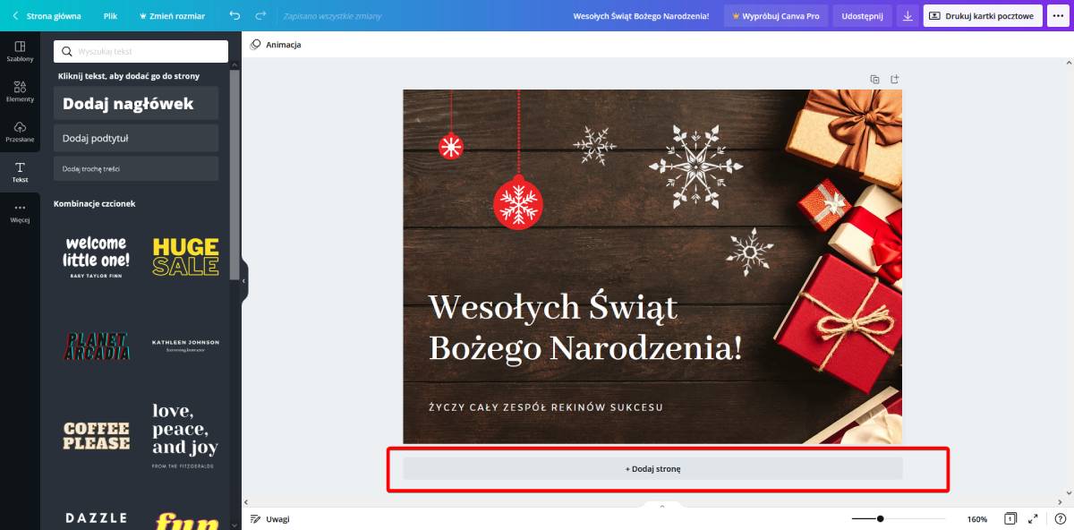 Krok po kroku - kartka świąteczna w programie Canva