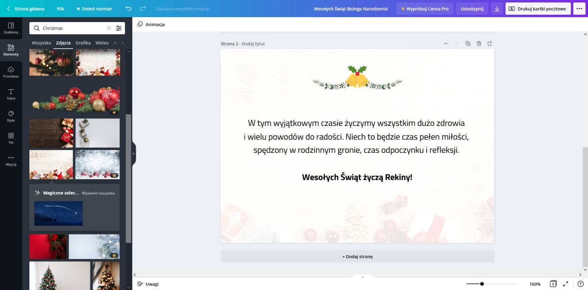 Krok po kroku - kartka świąteczna w programie Canva