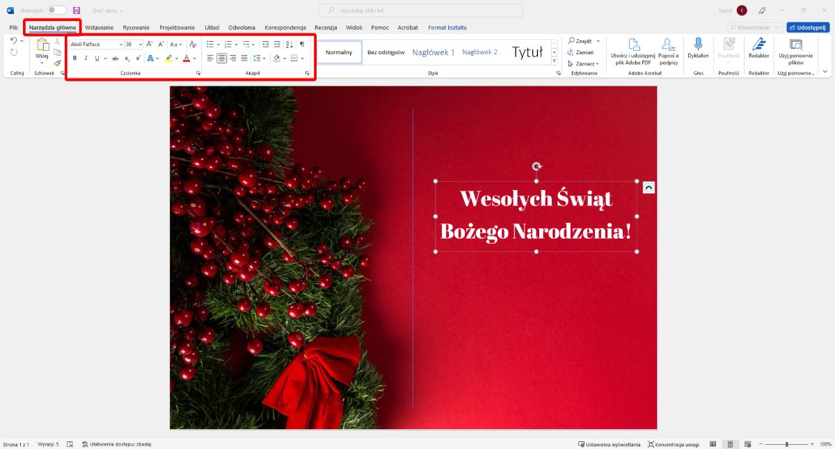 Krok po kroku - kartka świąteczna w programie MS Word