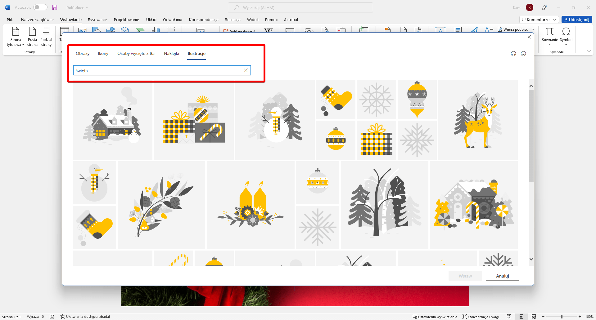 Krok po kroku - kartka świąteczna w programie MS Word