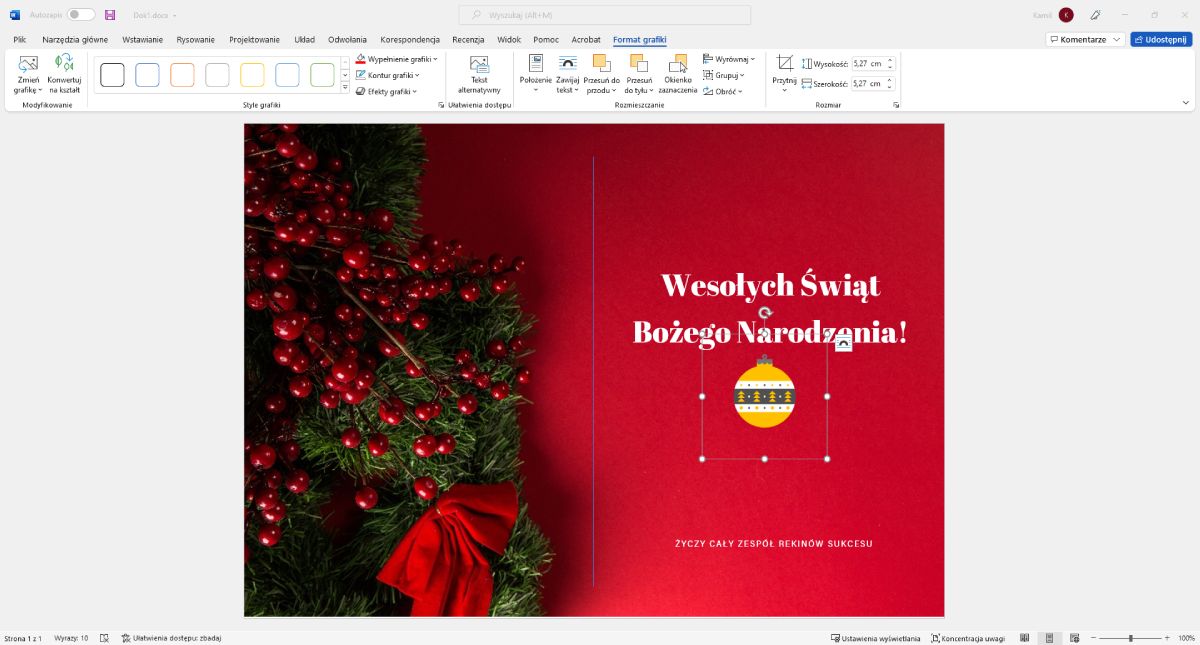 Krok po kroku - kartka świąteczna w programie MS Word