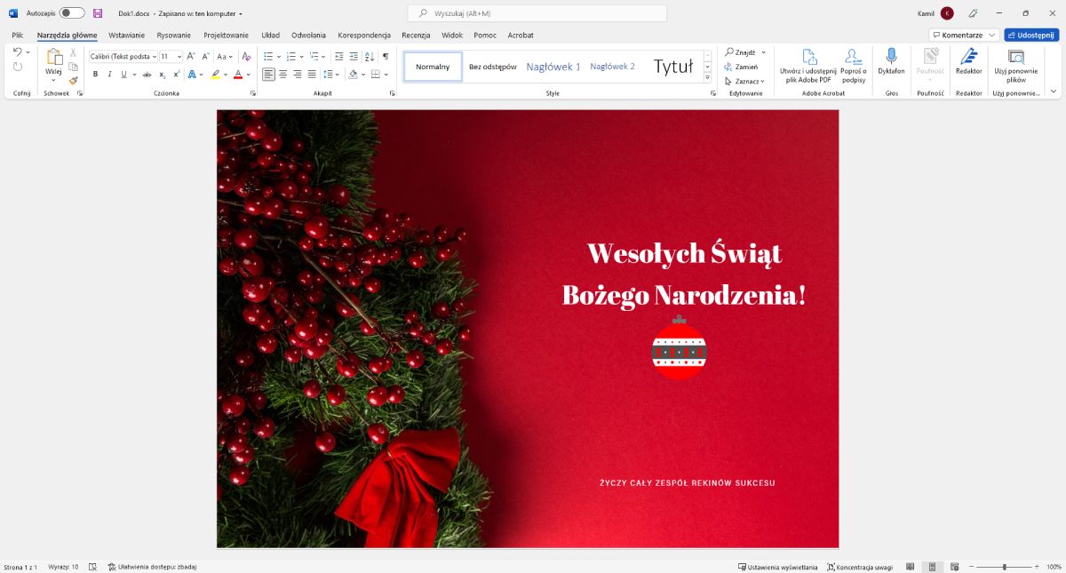 Krok po kroku - kartka świąteczna w programie MS Word