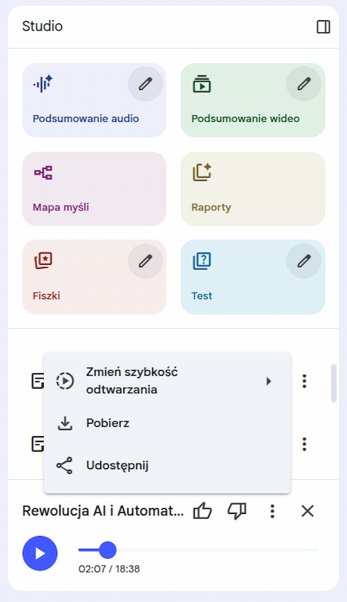 Notebook LM - źródła