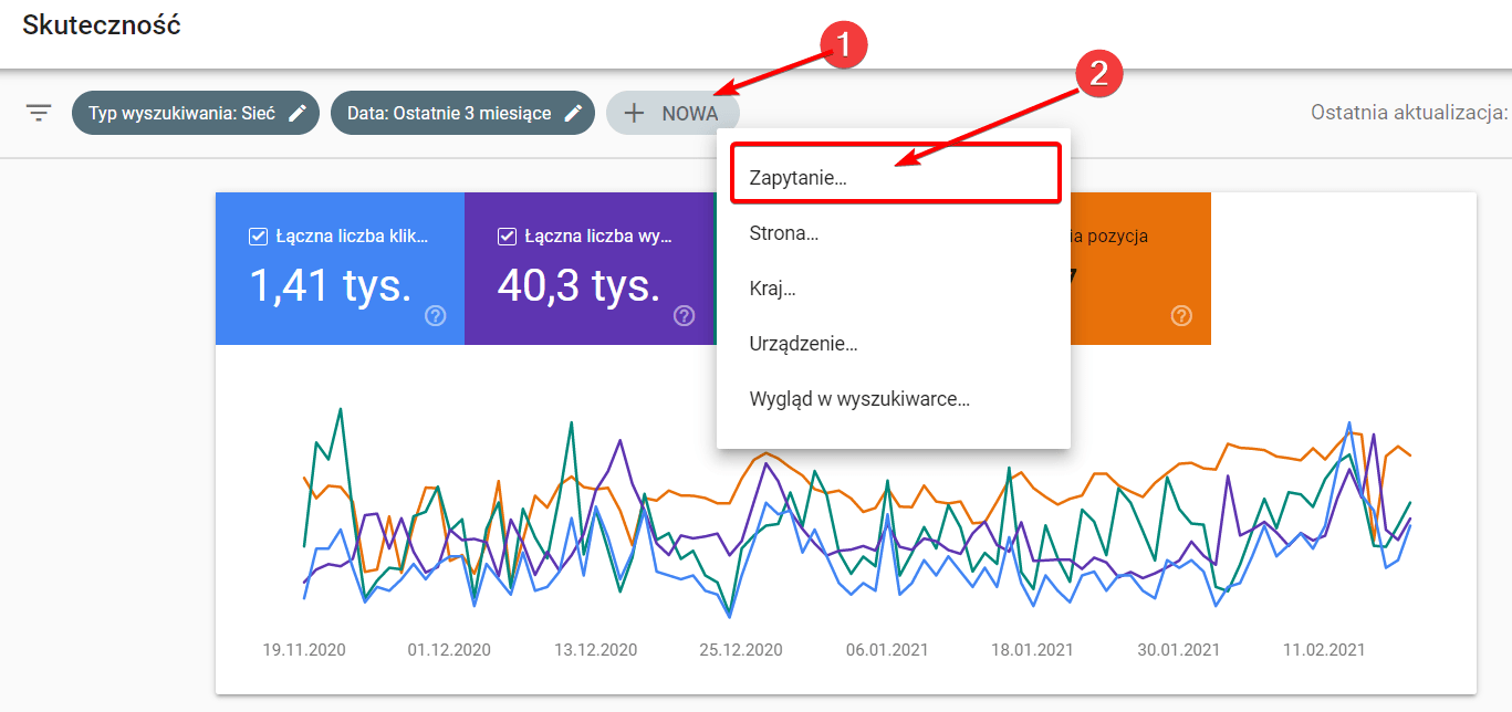 Widok Search Console