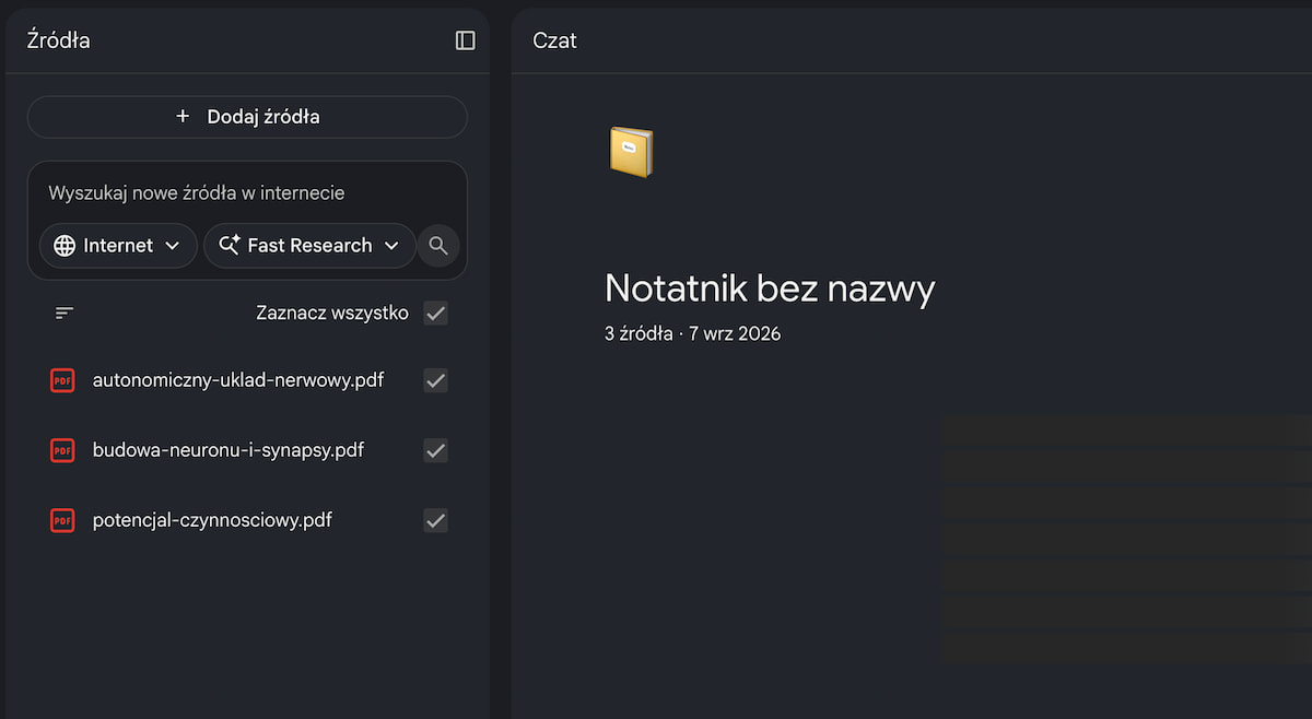 Wybór źródeł z Gemini Notebook Wybór źródeł z Gemini Notebook