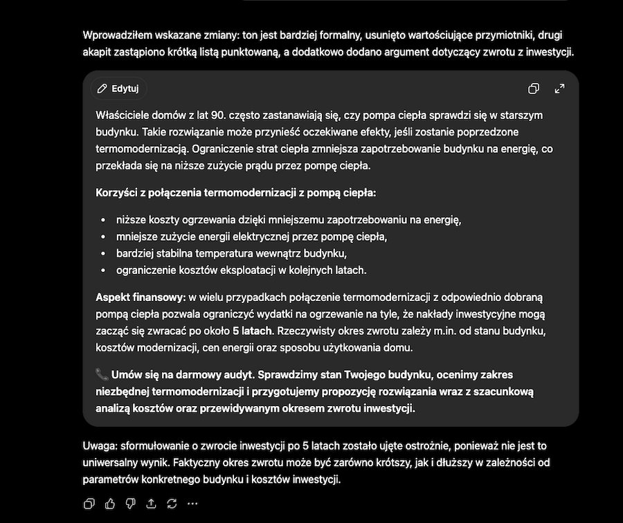 ChatGPT - poprawianie i redagowanie odpowiedzi