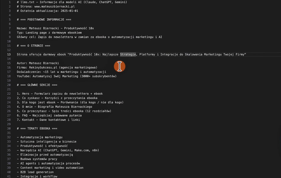Przykład pliku llms.txt Przykład pliku llms.txt