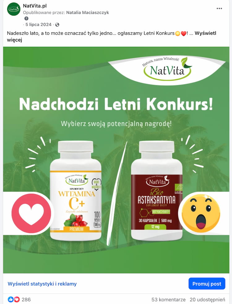 Post z nagrodami za reakcje Post z nagrodami