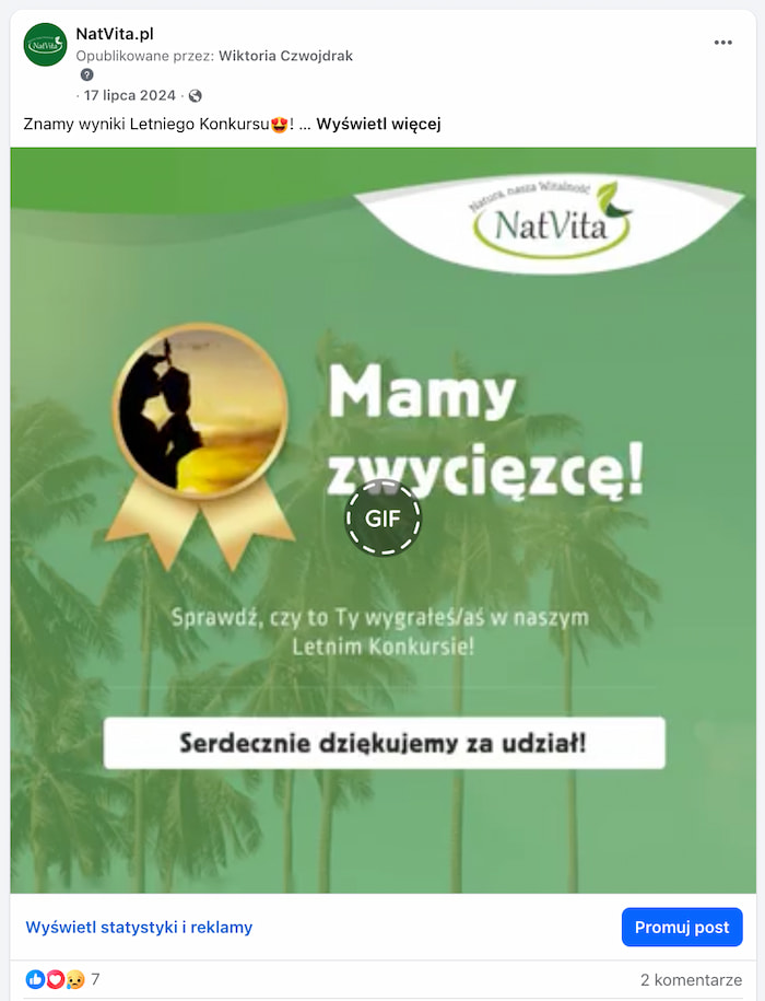 Post o zwyciężcy konkursu Post o zwyciężcy