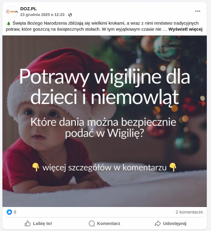 Wpis na Facebooku apteki Dbam o Zdrowie Strona główna apteki Dr. Max