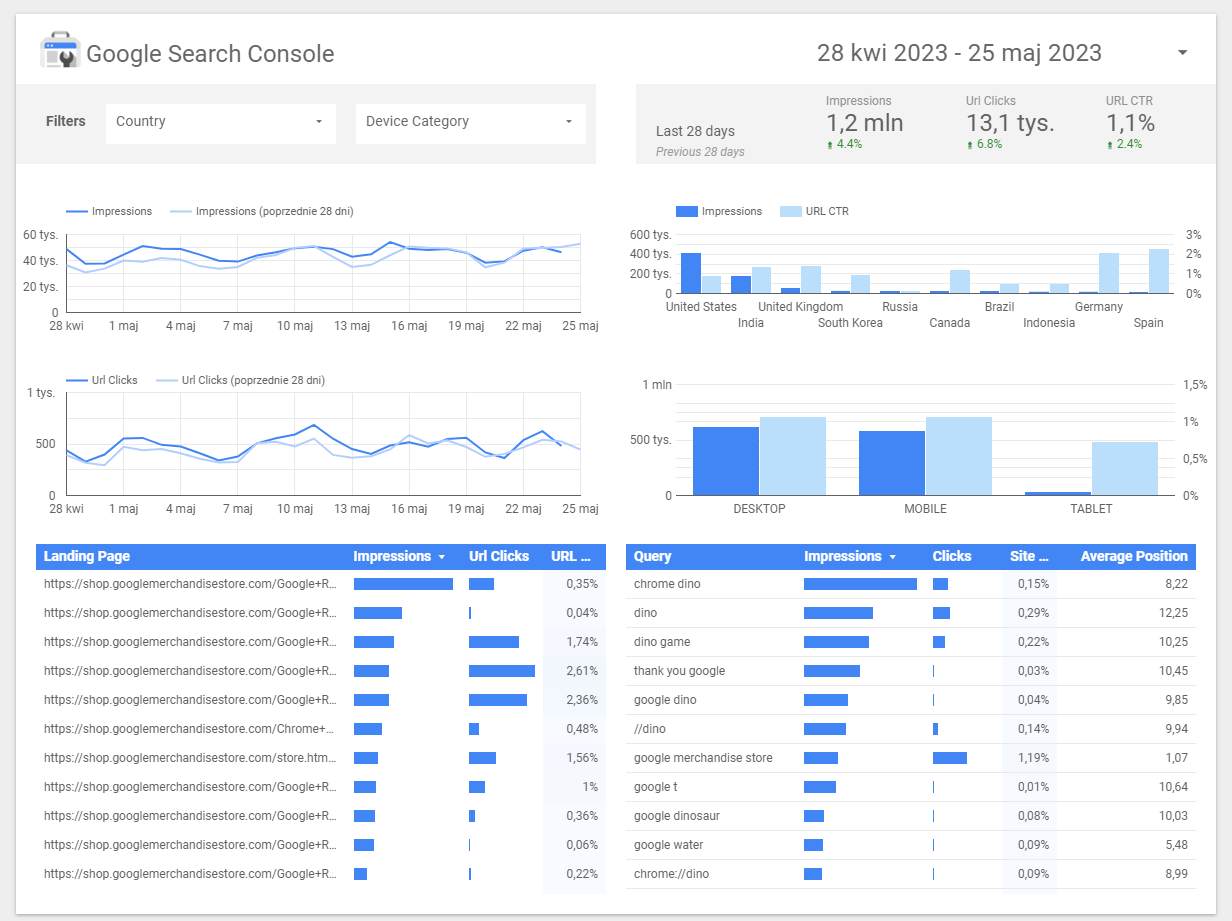 Raport Google Search Console