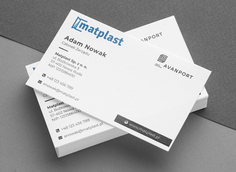 Wizytówki firmy Matplast