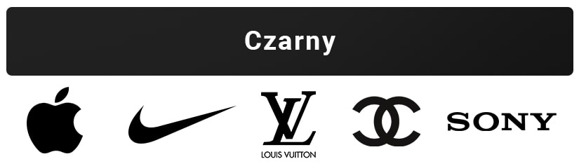 Apple, Nike, LV, Sony - loga z dominującym kolorem czarnym