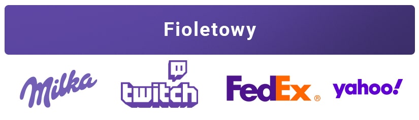 Milka, Twitch, FedEx, Yahoo! - loga z kolorem fioletowym