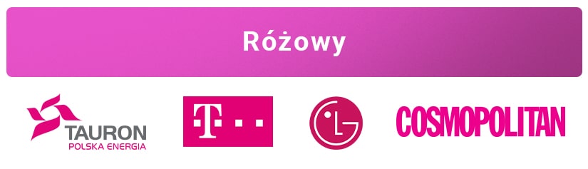 Taoron, T-Mobila, LG, Cosmopolitan - loga z dominującym kolorem różowym