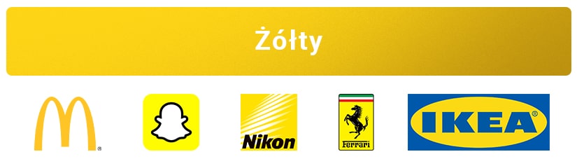 McDonalds, Snapchat, Nikon, Ferrari, IKEA - loga z dominującym kolorem żółtym