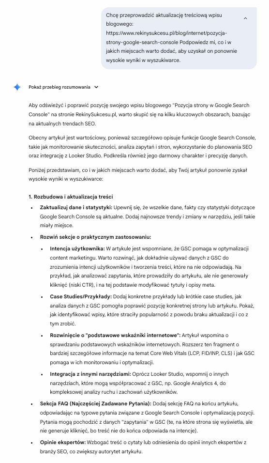 Gemini - aktualizacja treści Gemini