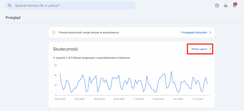 Googole Search Console - raport Raport w Googole Search Console