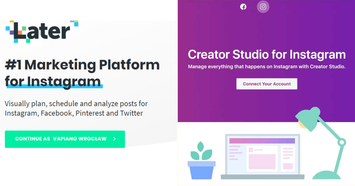 Creator Studio oraz Later dla Instagrama