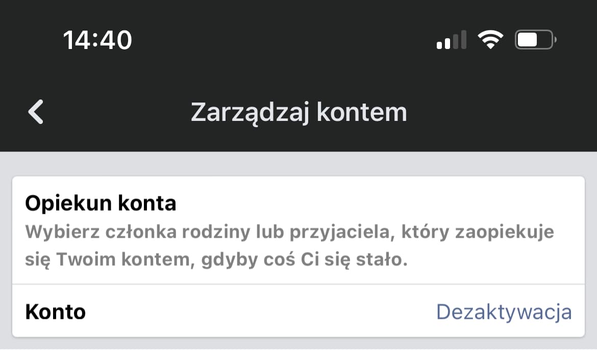 Dezaktywacja konta