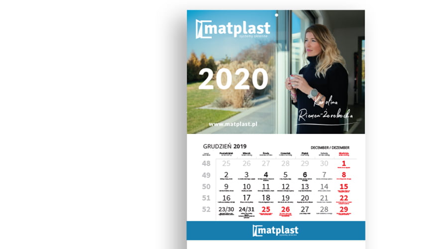 Kalendarz przygotowany dla firmy Matplast