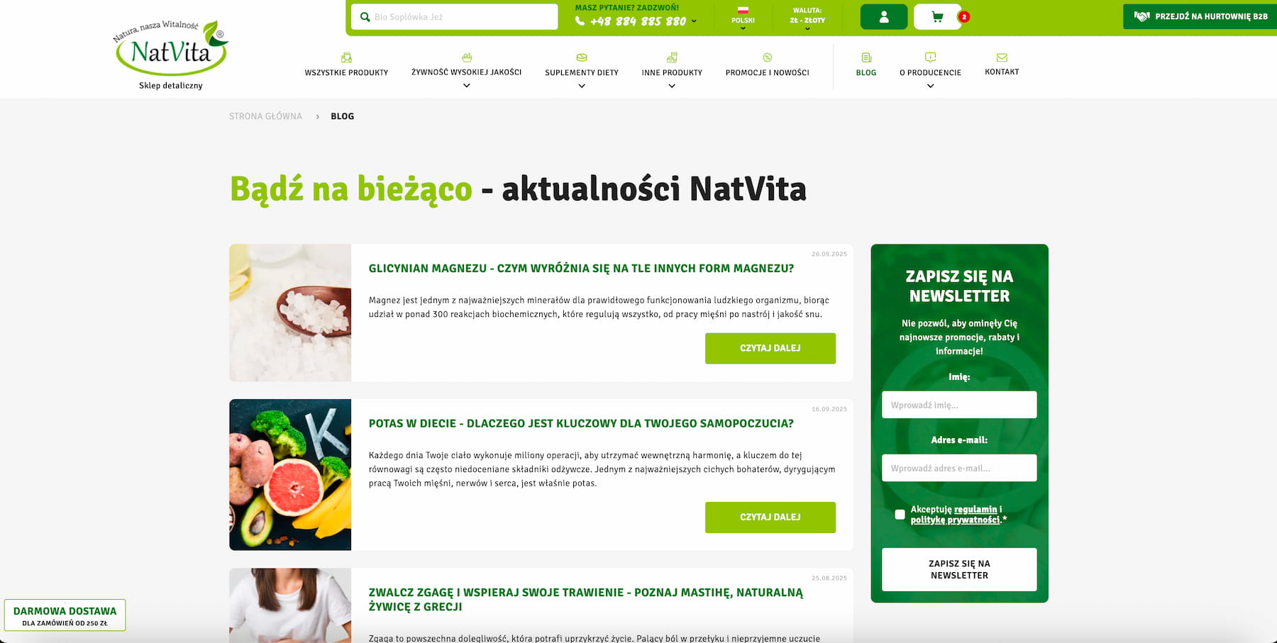 Natvita - responsywna strona internetowa