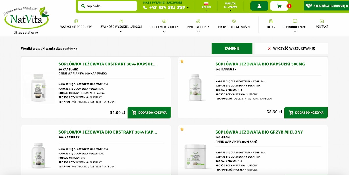 Natvita - responsywna strona internetowa