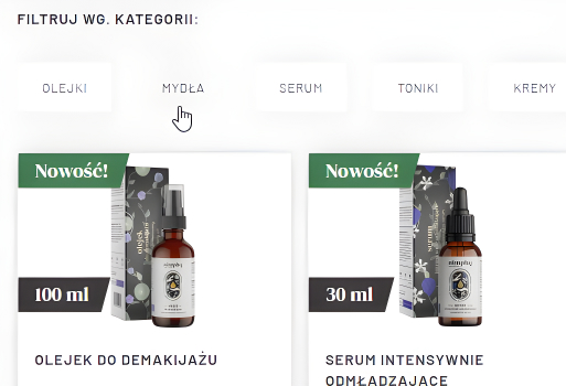 Filtrowanie produktów za pomocą kategorii